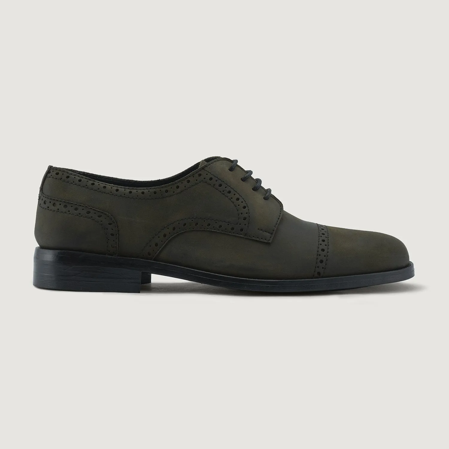 Dirk Brogues Derby Olive Oil Pullup Leather Shoes - StudGuard