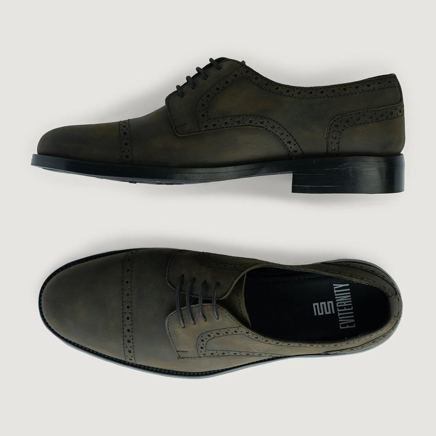 Dirk Brogues Derby Olive Oil Pullup Leather Shoes - StudGuard