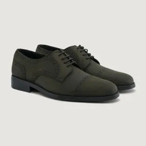 Dirk Brogues Derby Olive Oil Pullup Leather Shoes - StudGuard