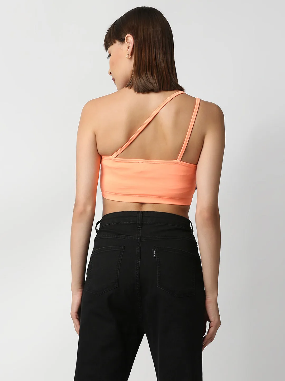 Disrupt Women Orange Super Crop Trendy Slim Fit Crop Top