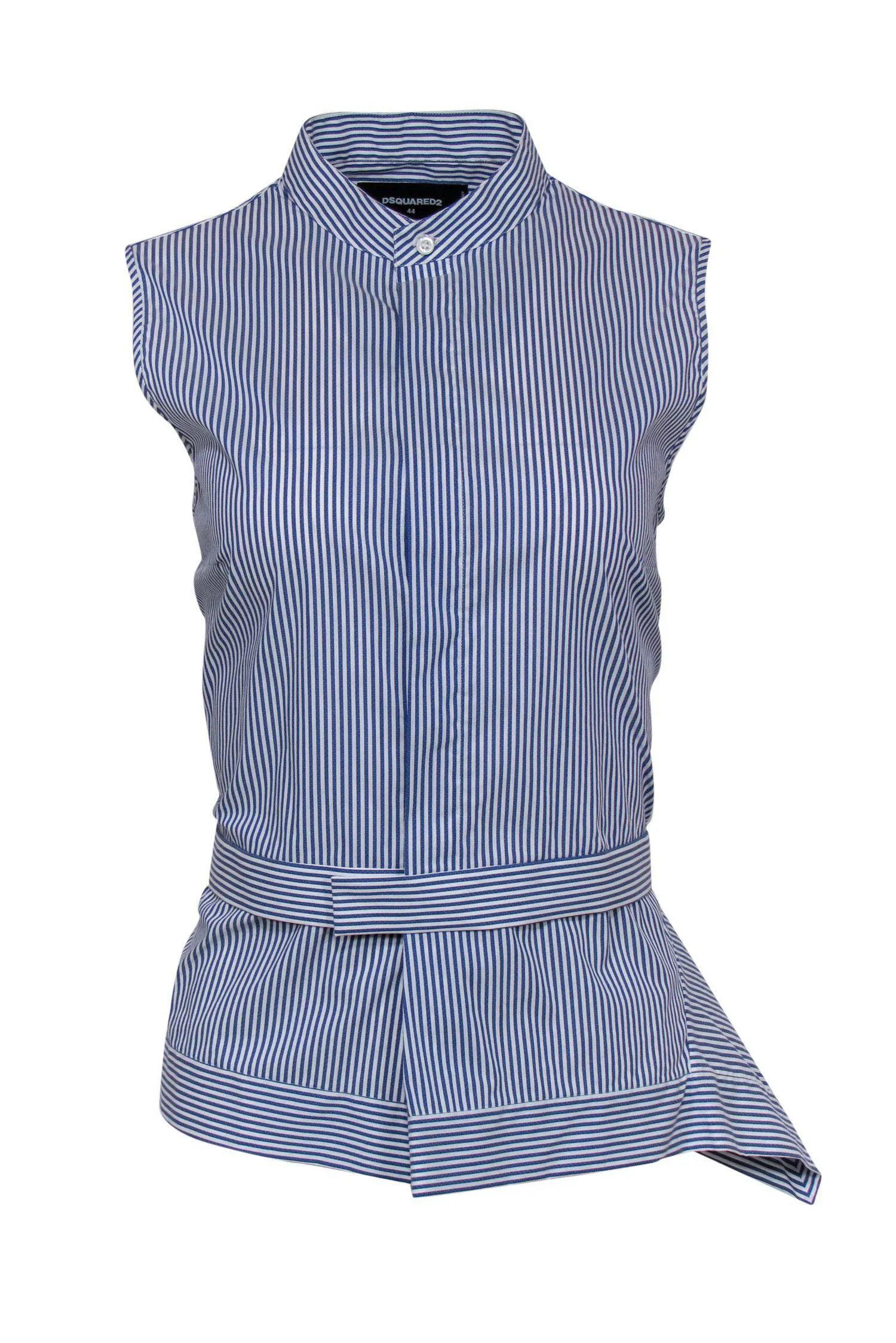 DSQUARED2 - Blue & White Striped Button Down Top w/ Hem Details Sz 8