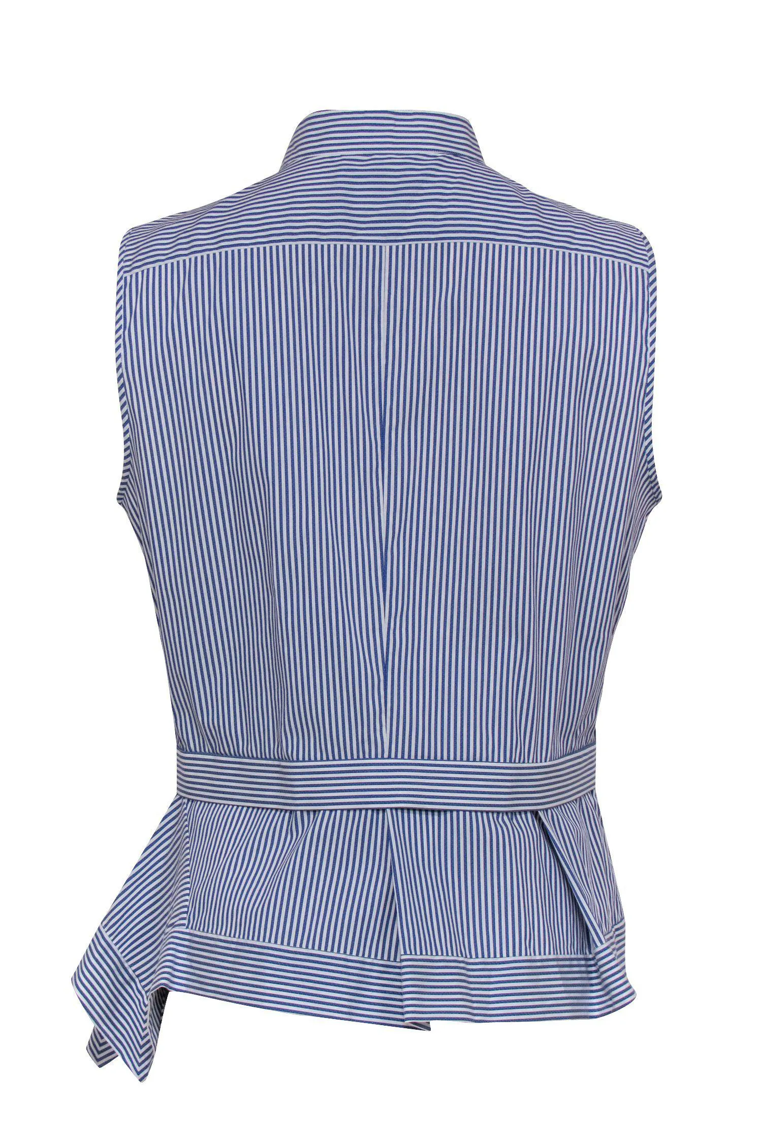 DSQUARED2 - Blue & White Striped Button Down Top w/ Hem Details Sz 8