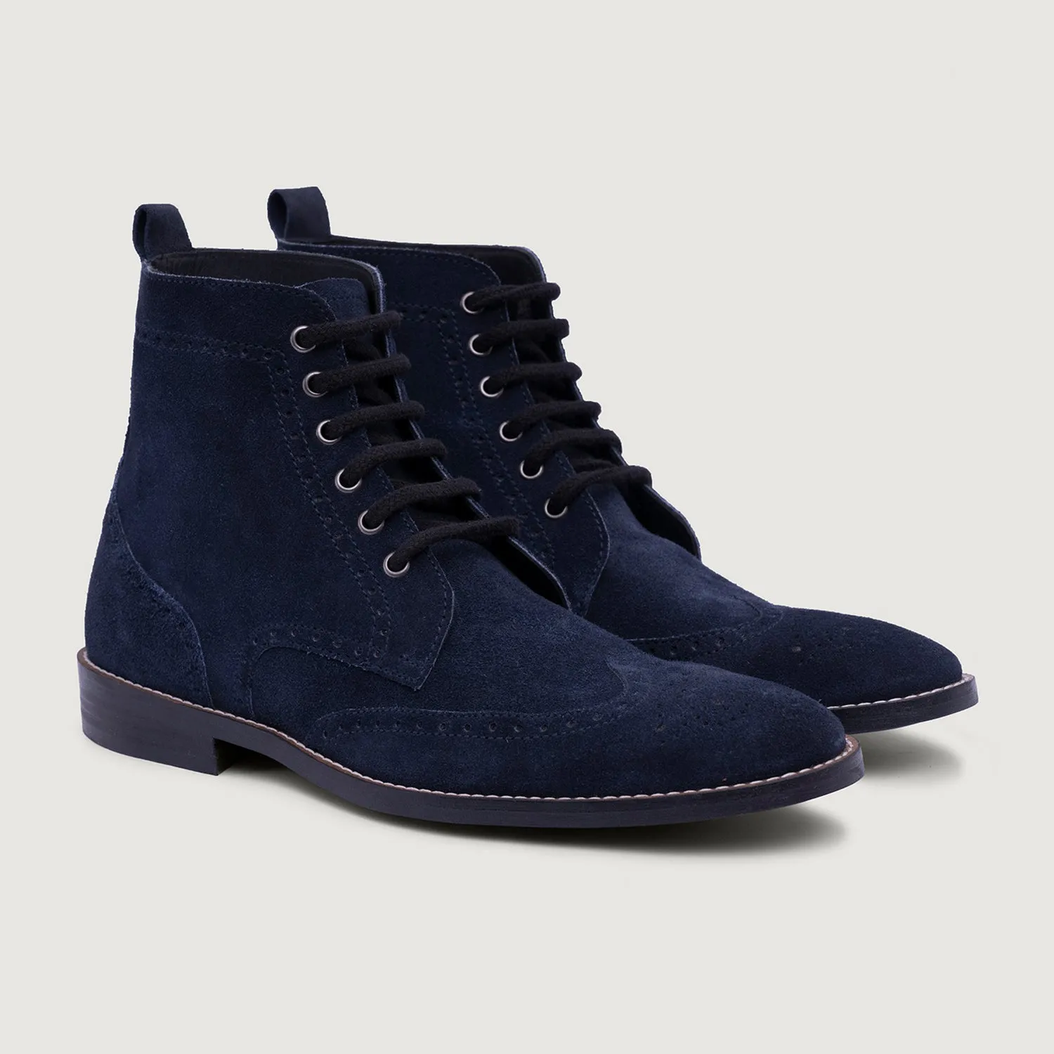 Duster Brogues Blue Suede Leather Boots - StudGuard