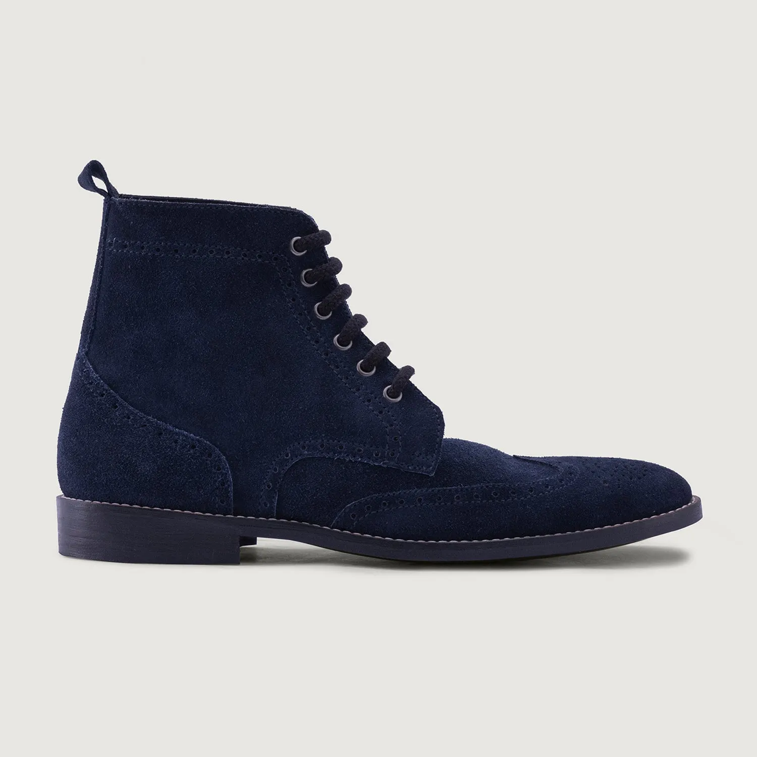 Duster Brogues Blue Suede Leather Boots - StudGuard