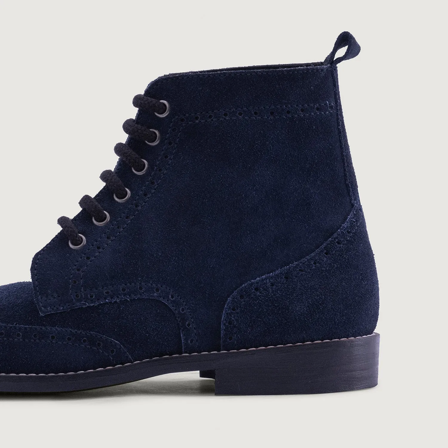 Duster Brogues Blue Suede Leather Boots - StudGuard