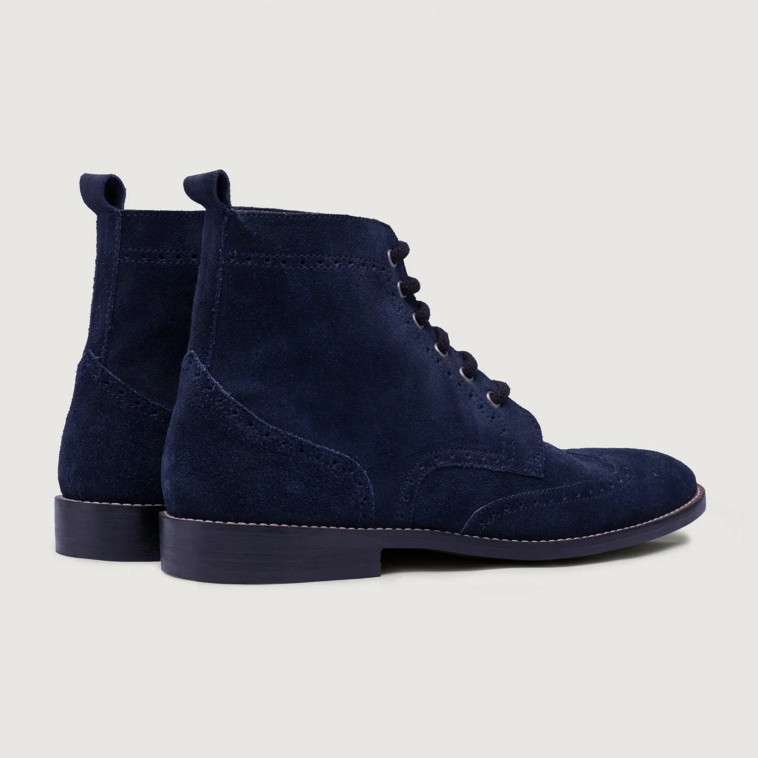 Duster Brogues Blue Suede Leather Boots - StudGuard