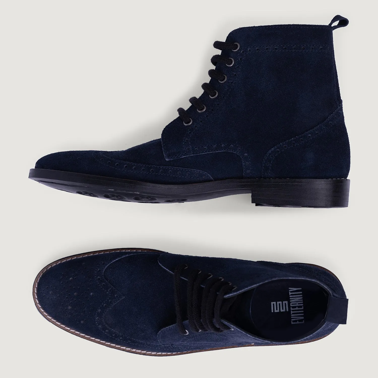 Duster Brogues Blue Suede Leather Boots - StudGuard