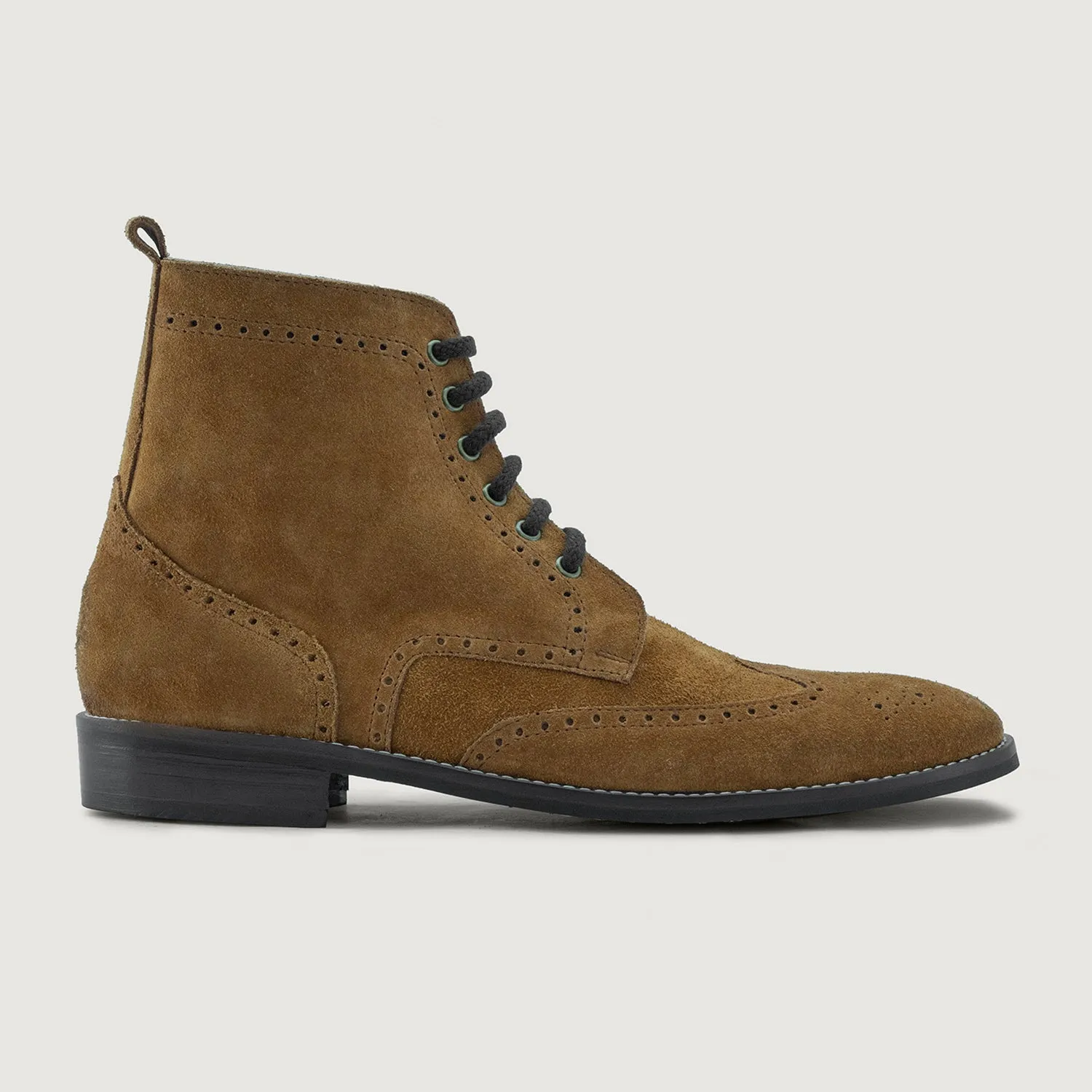 Duster Brogues Derby Brown Suede Leather Boots - StudGuard