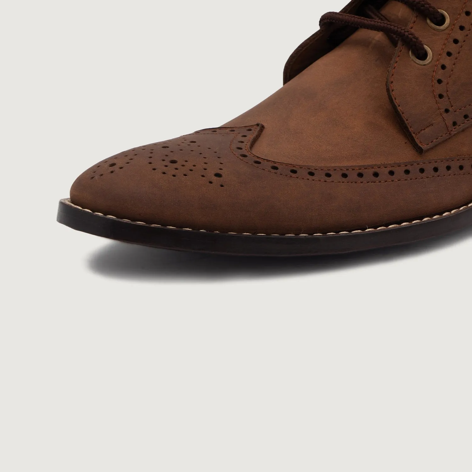 Duster Brogues Derby Oil Pull-up Brown Leather Boots