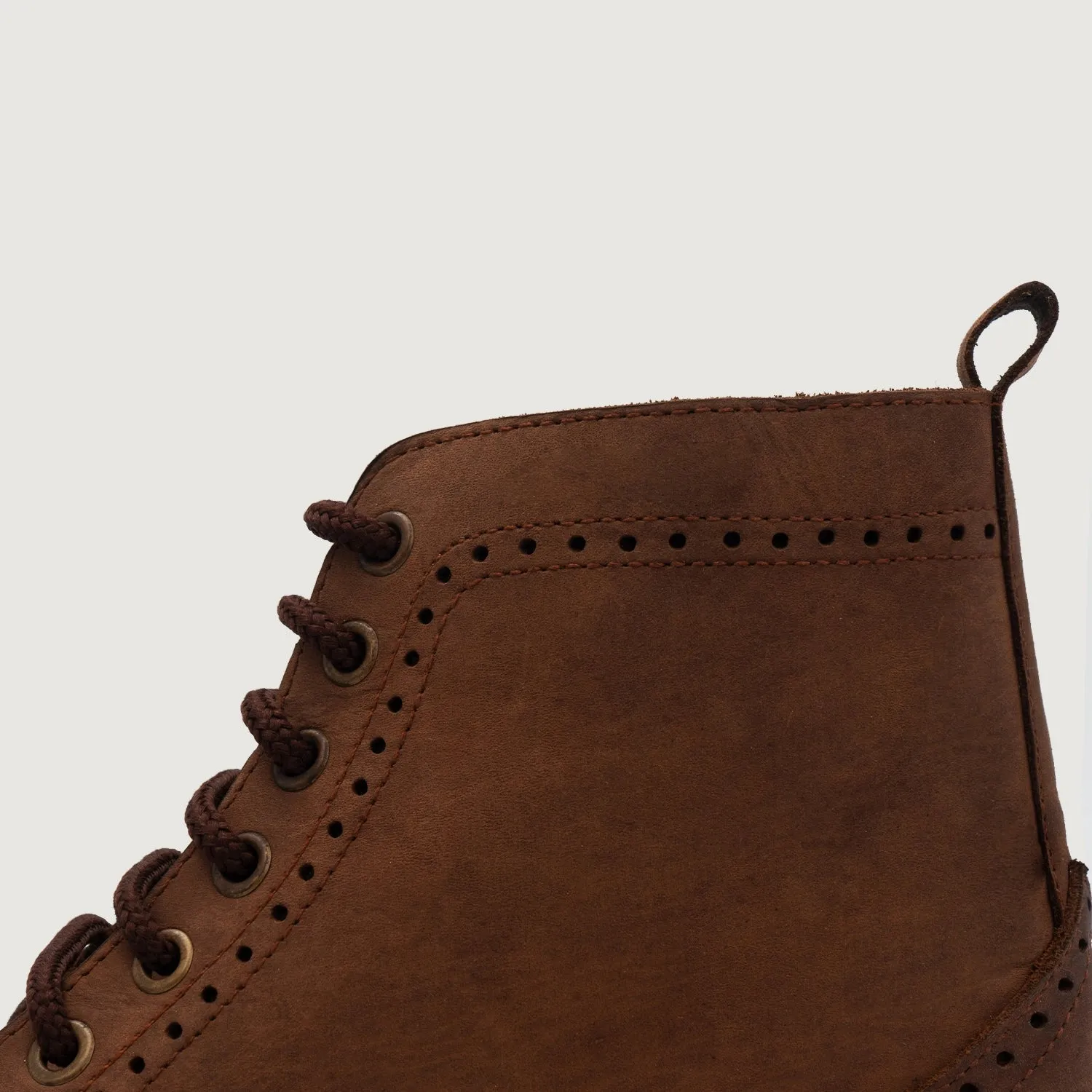 Duster Brogues Derby Oil Pull-up Brown Leather Boots