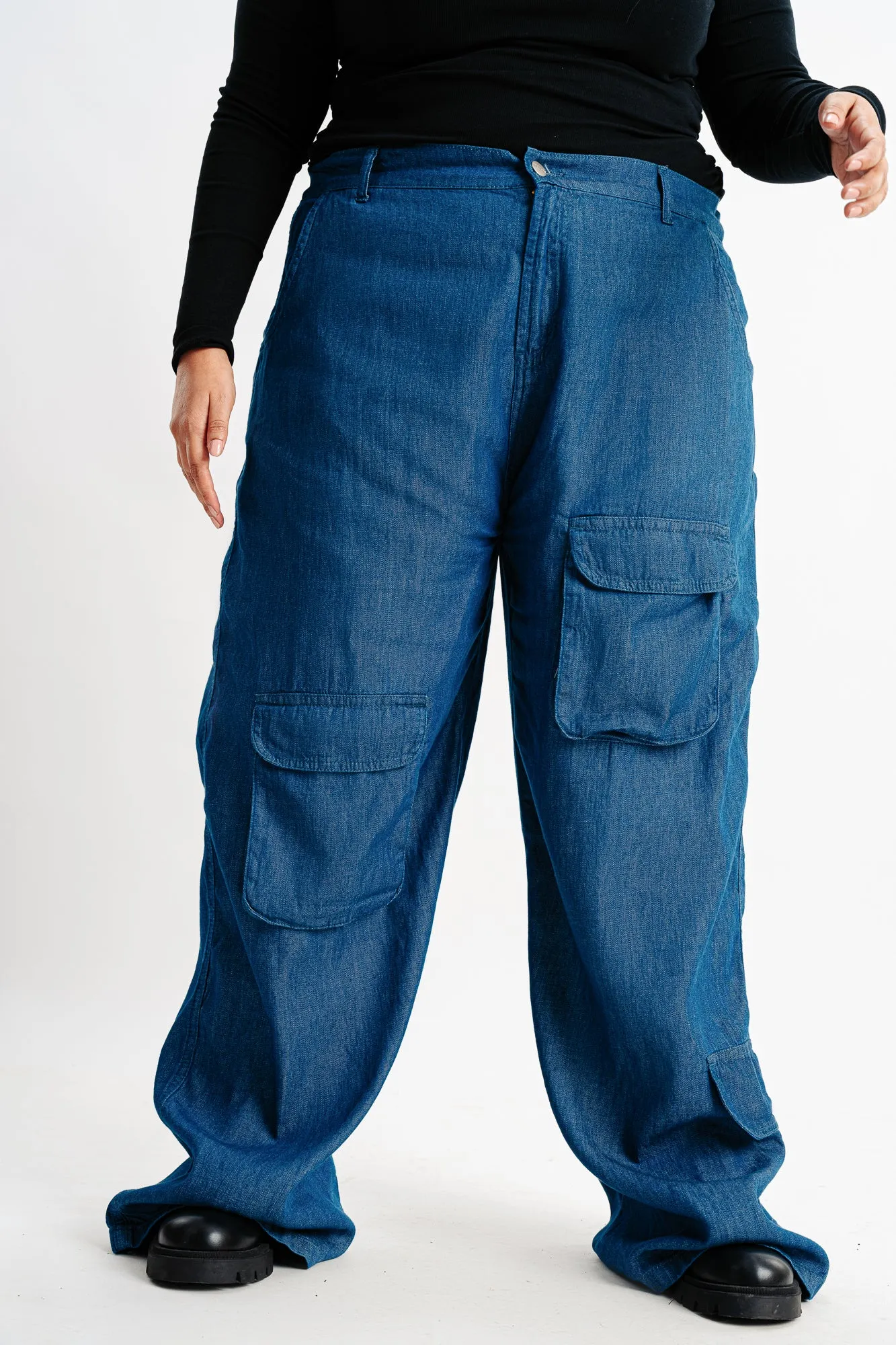 Elasticated Lightweight Cargo Denim Pants