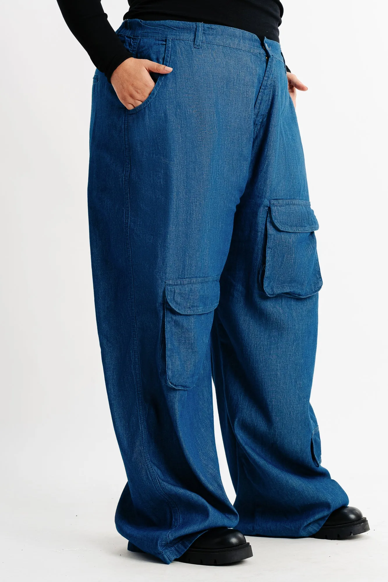 Elasticated Lightweight Cargo Denim Pants