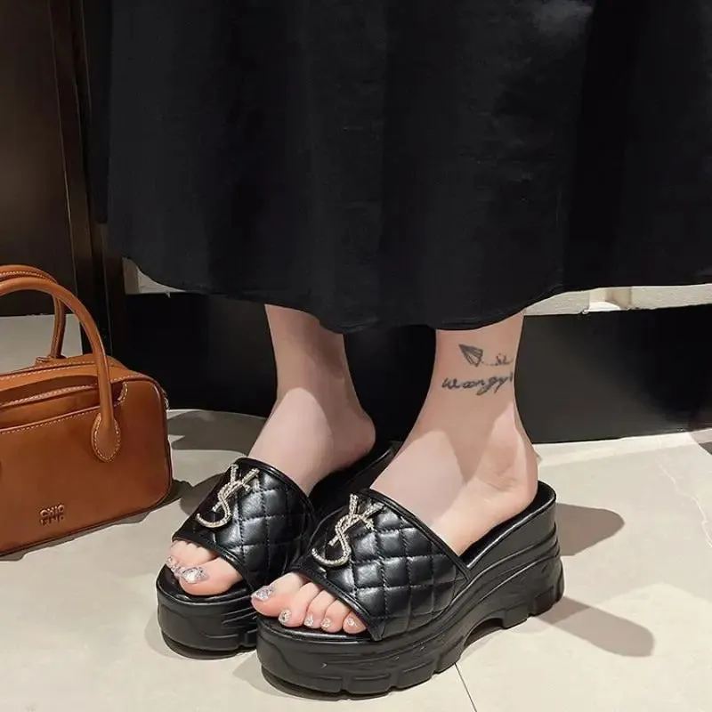 Elegant Open-Toe Platform Slippers for Women