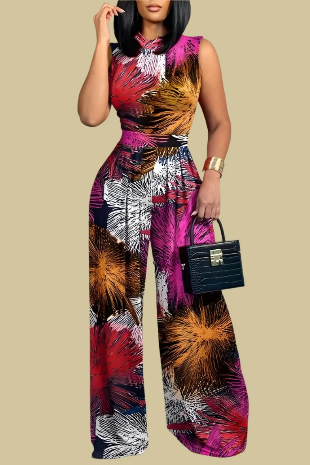 Elegant Wide Leg Sleeveless Jumpsuit