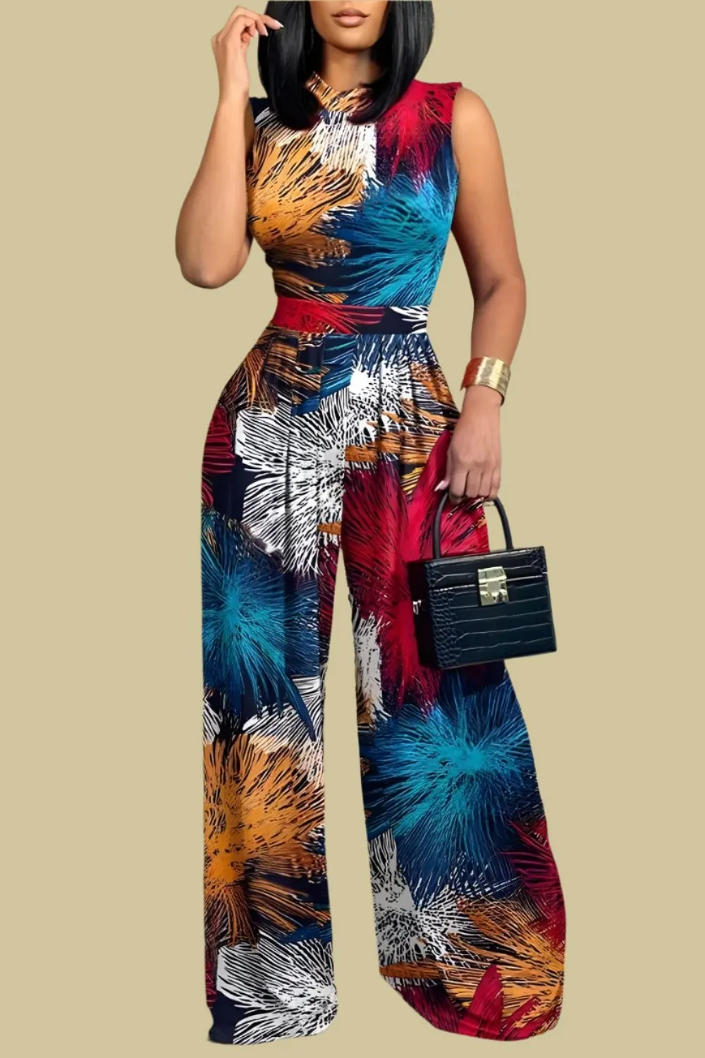 Elegant Wide Leg Sleeveless Jumpsuit