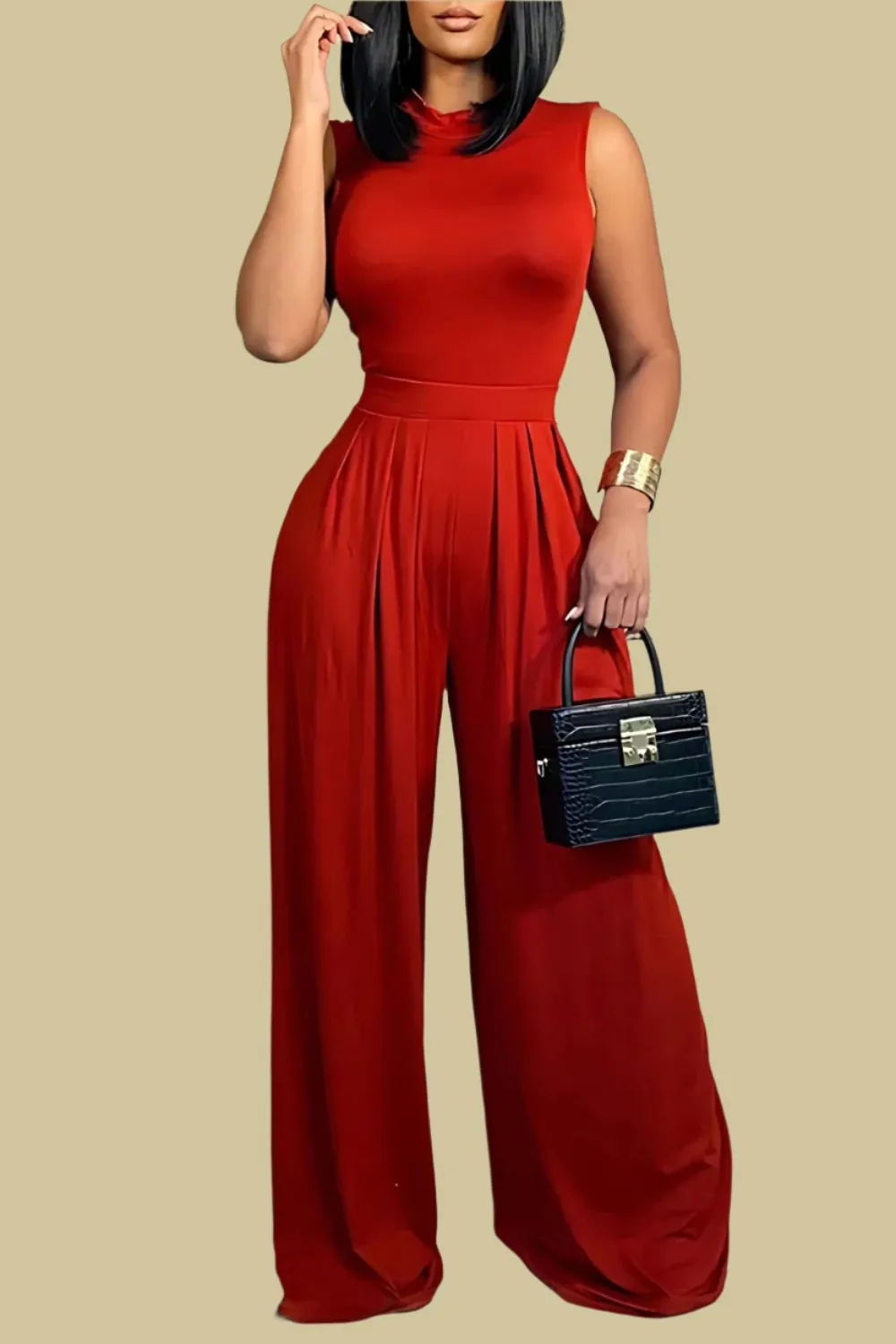 Elegant Wide Leg Sleeveless Jumpsuit