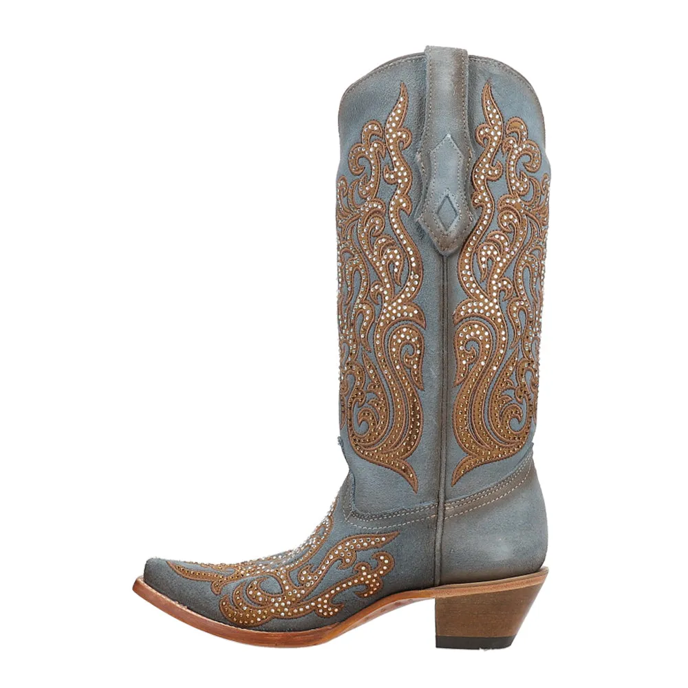 Embroidered Crystal Studded Snip Toe Cowboy Boots