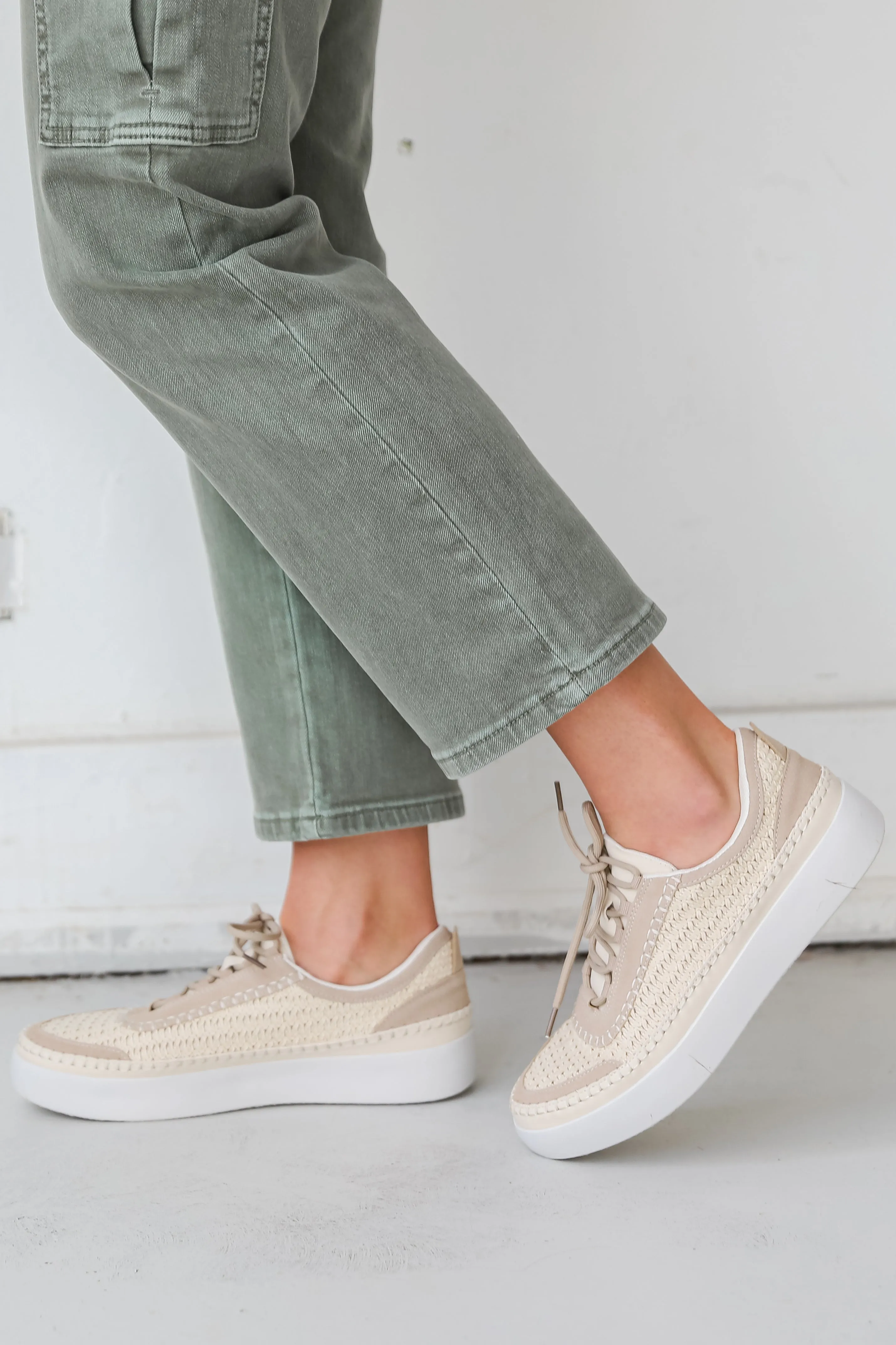 FINAL SALE - Stay On Course Cream Crochet Platform Sneakers