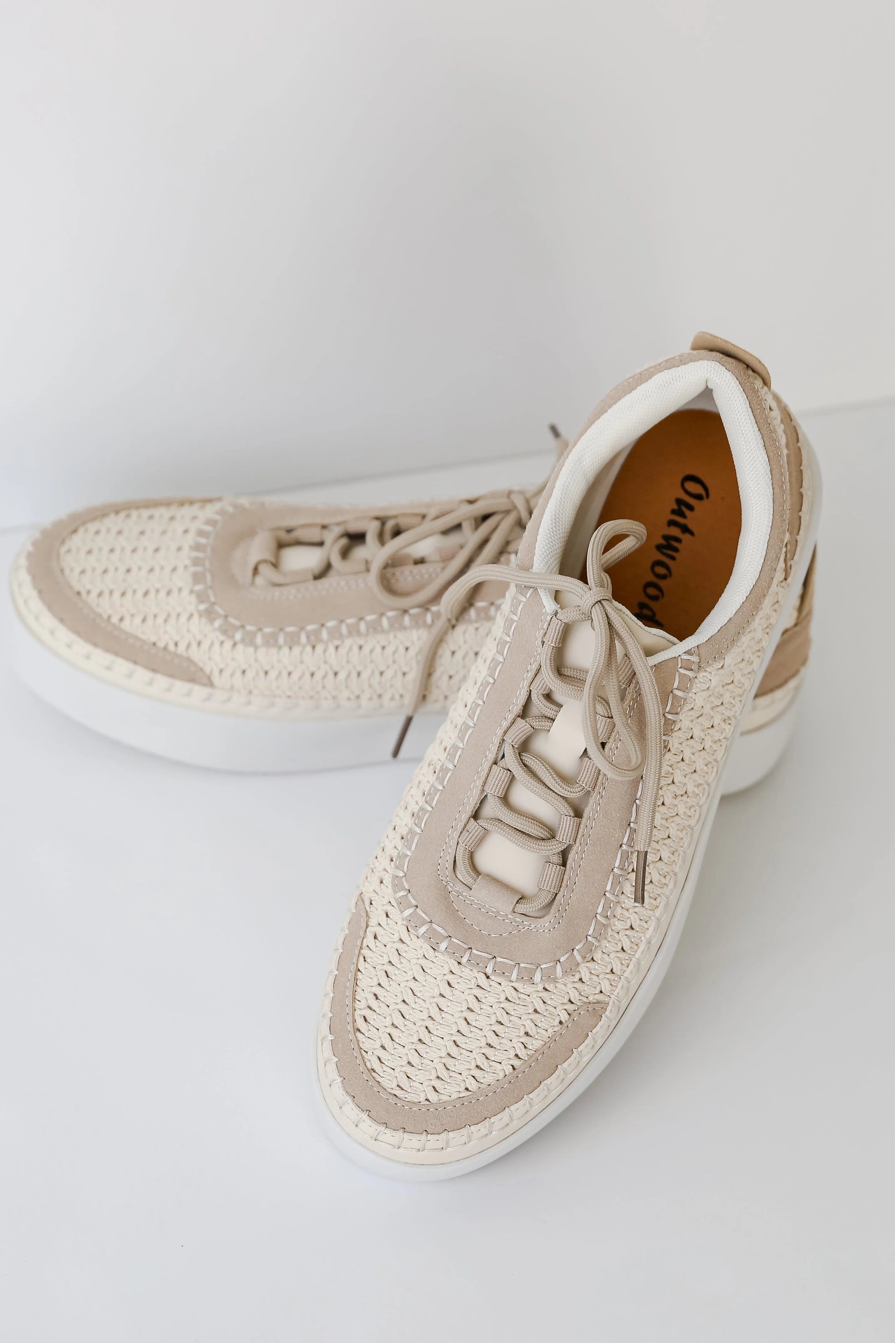 FINAL SALE - Stay On Course Cream Crochet Platform Sneakers