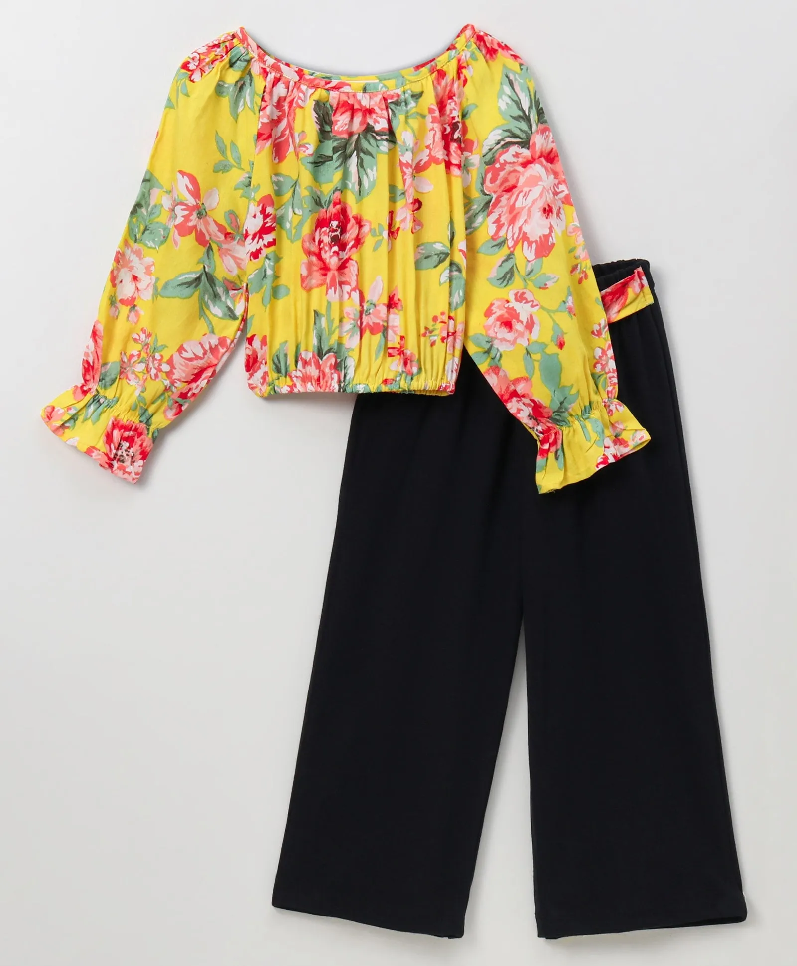 Floral Top Pant with Belt Set