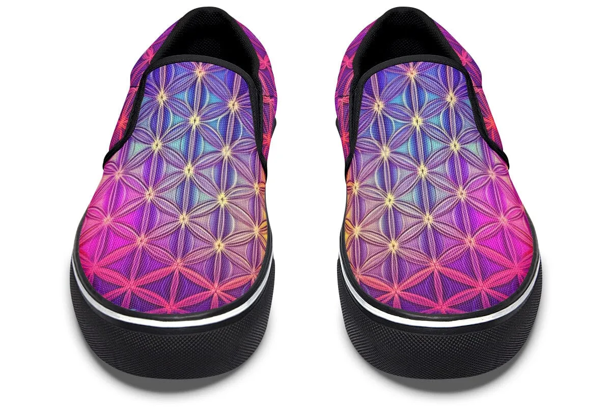 Flower Life Purp Slip on Shoes