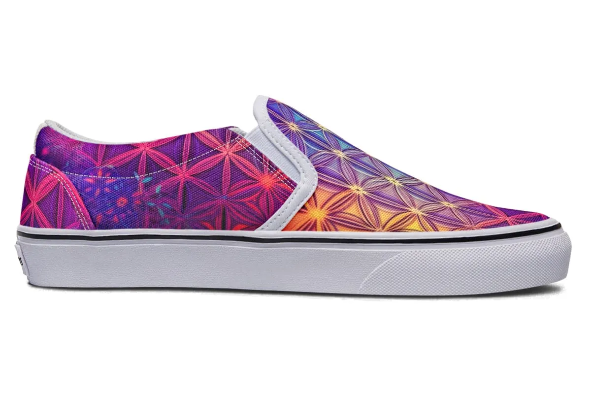 Flower Life Purp Slip on Shoes