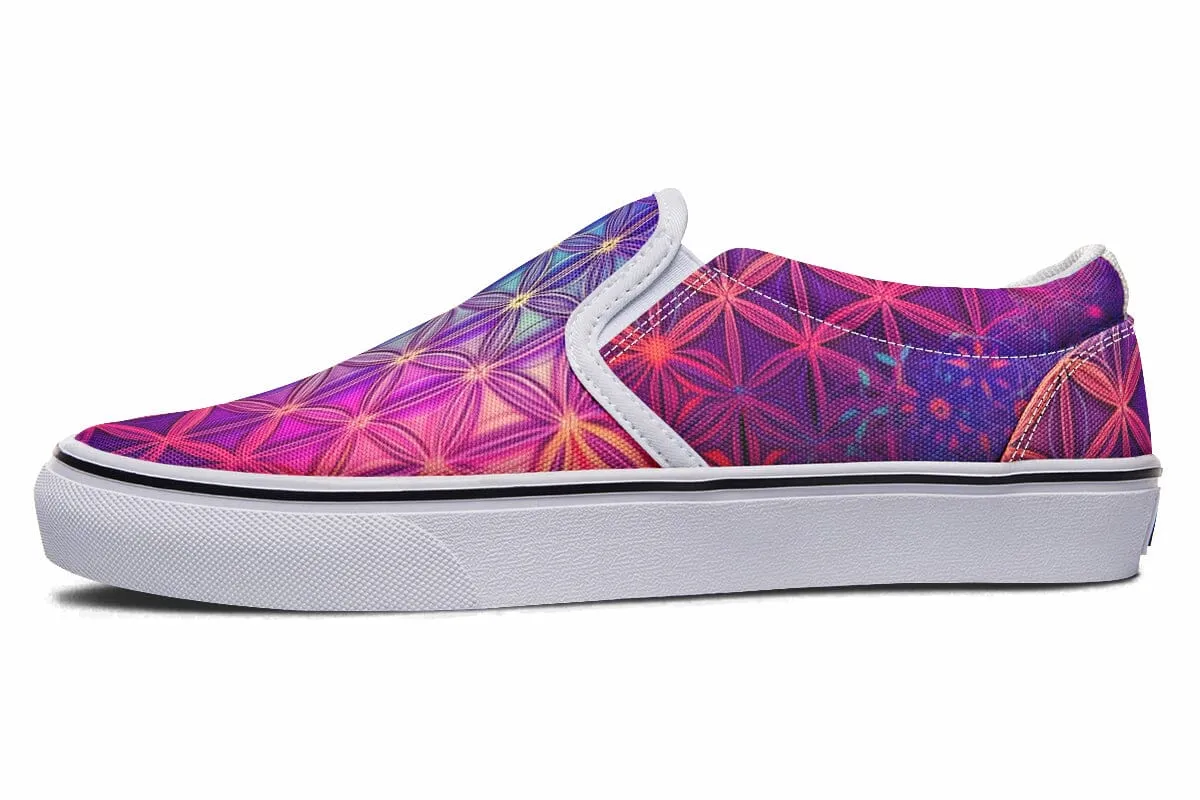 Flower Life Purp Slip on Shoes