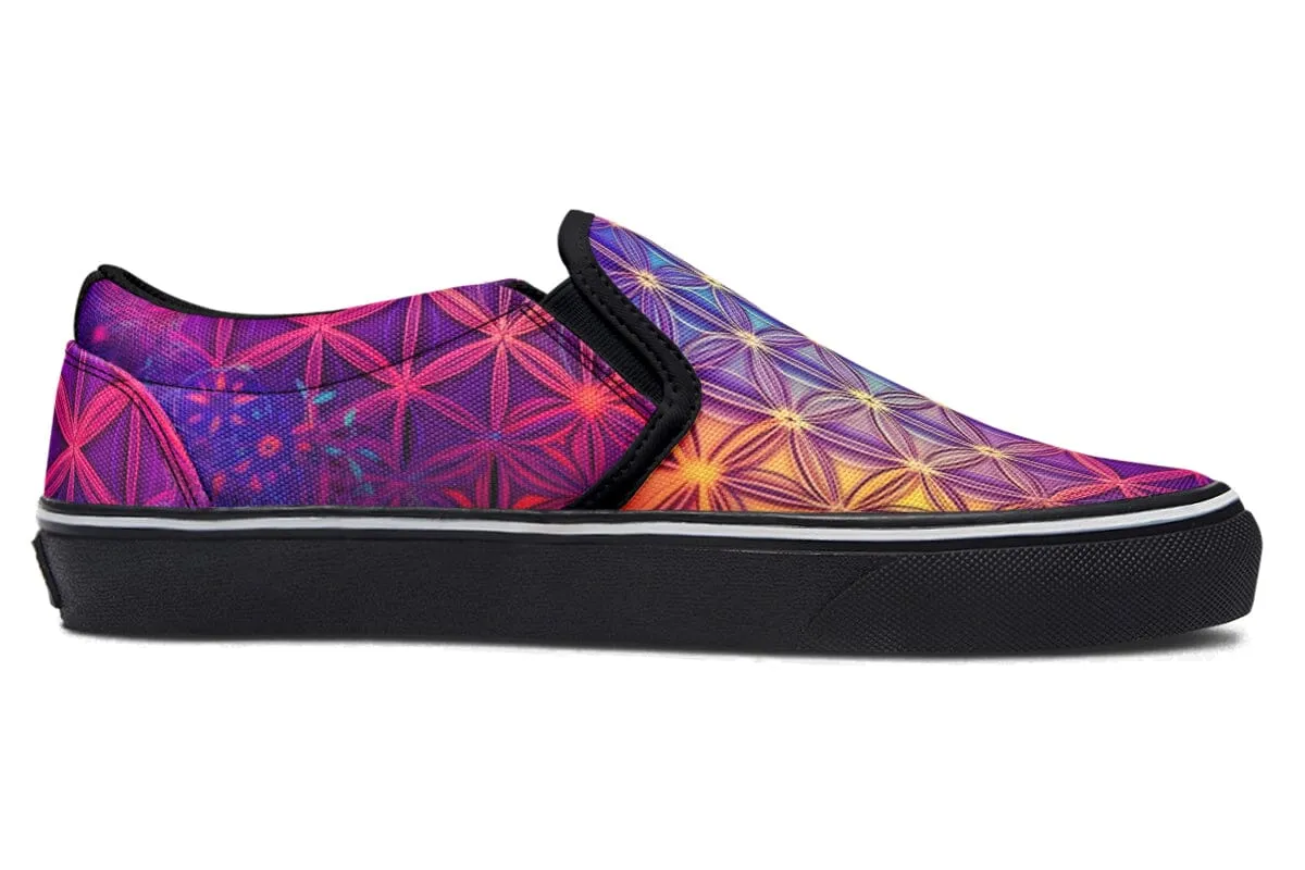 Flower Life Purp Slip on Shoes