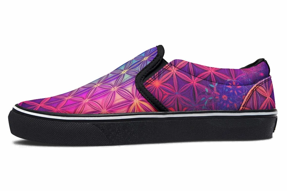 Flower Life Purp Slip on Shoes