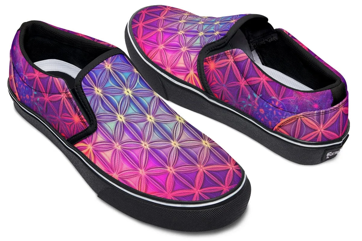 Flower Life Purp Slip on Shoes