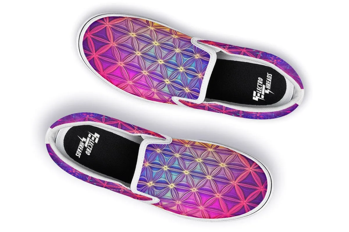 Flower Life Purp Slip on Shoes