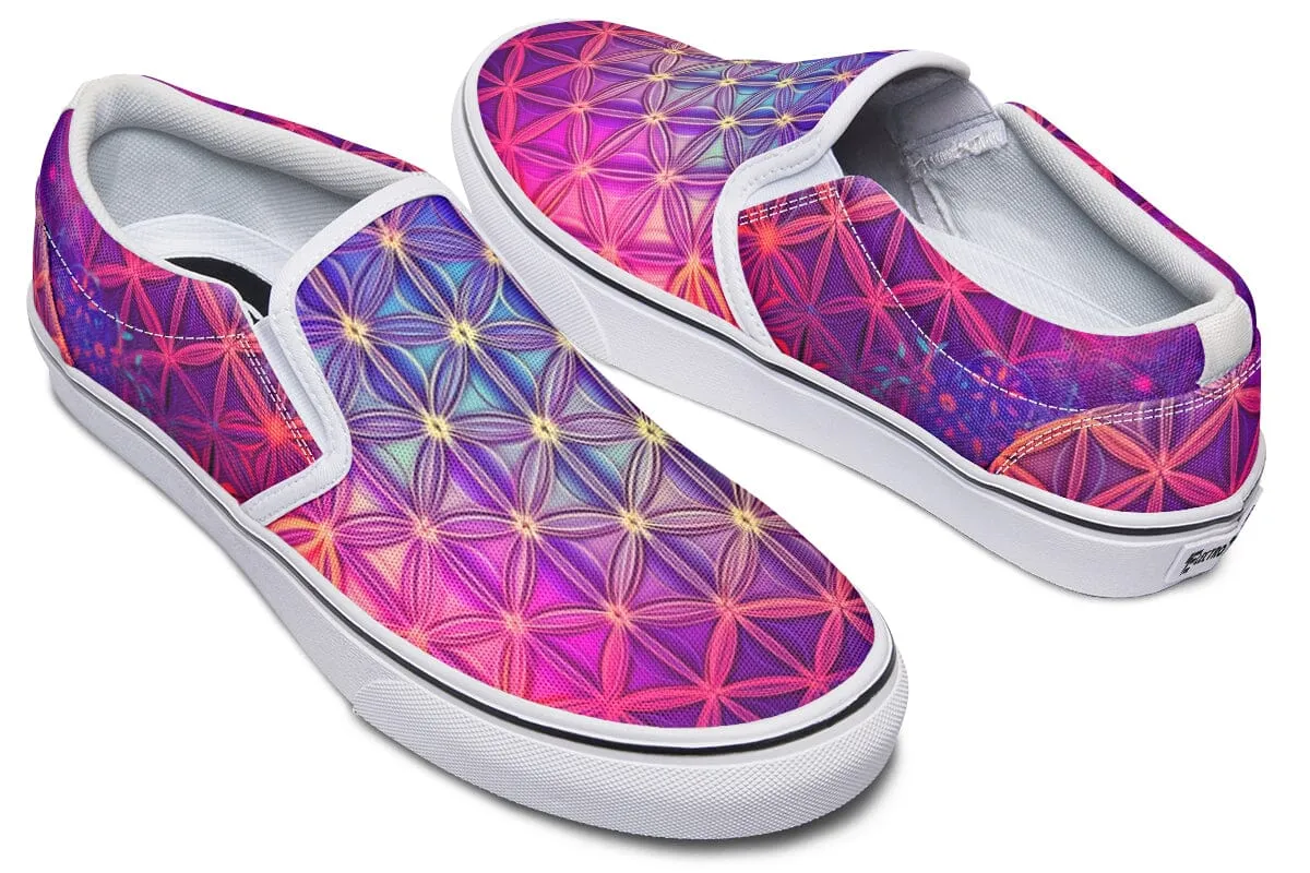 Flower Life Purp Slip on Shoes