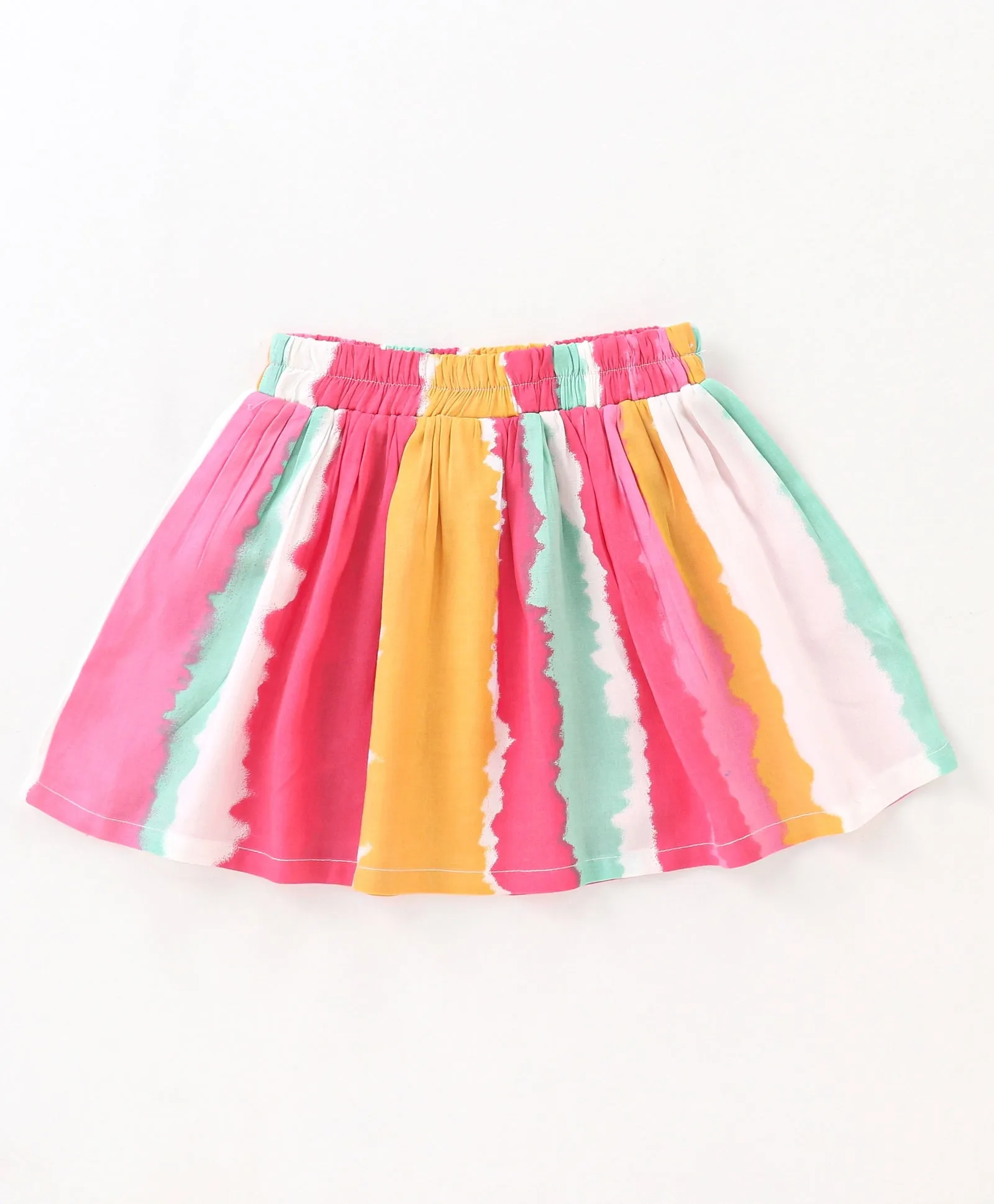 Front Frilled Top Tie and Dye Skirt Set