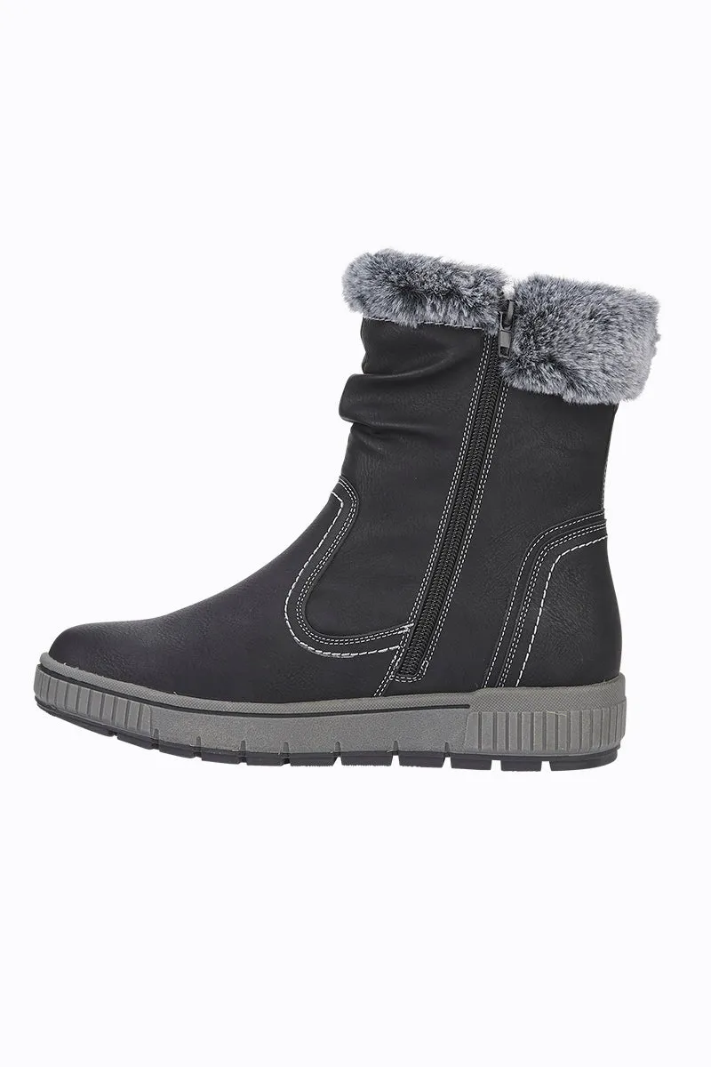 Fur Trim Zip Boot