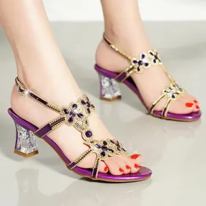 Glamorous Rhinestone High Heel Sandals for Women