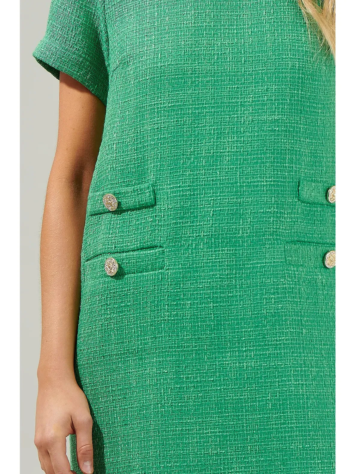 Green Tweed Mini Dress