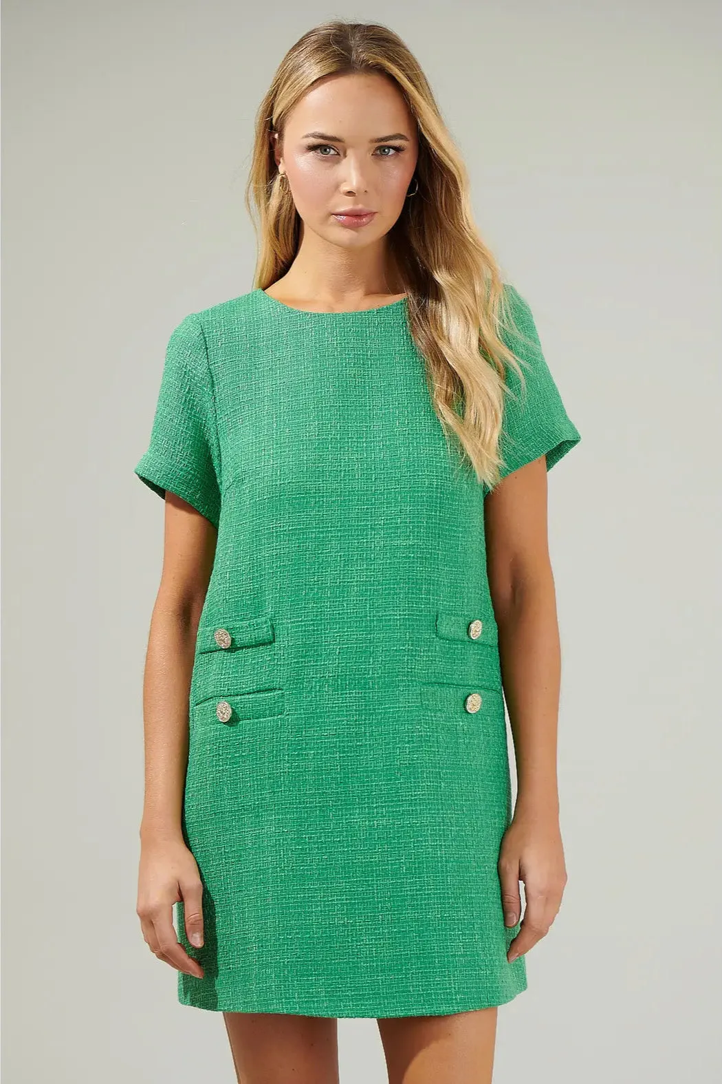 Green Tweed Mini Dress