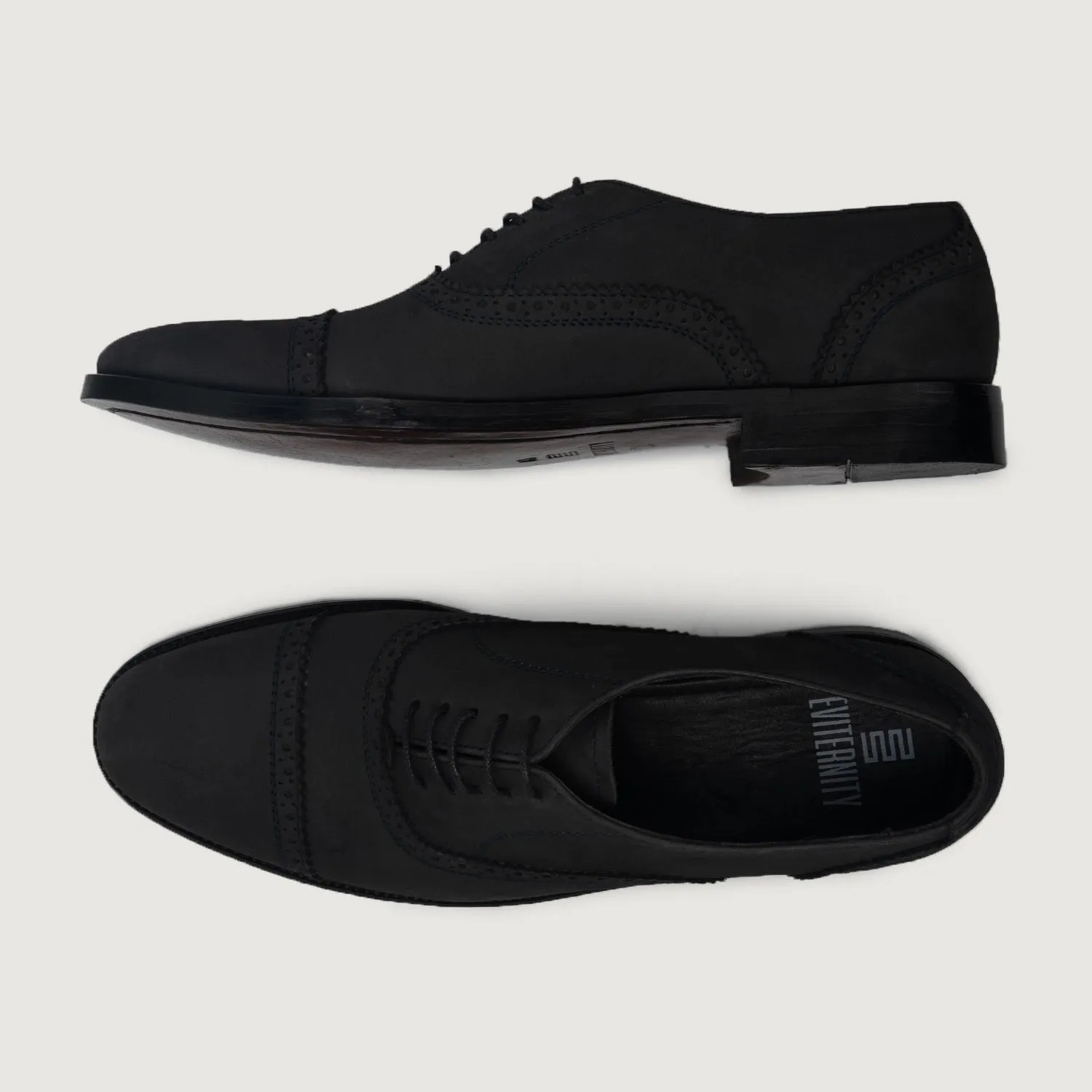 Greyson Brogues Oxford Black Nubuck Leather Shoes