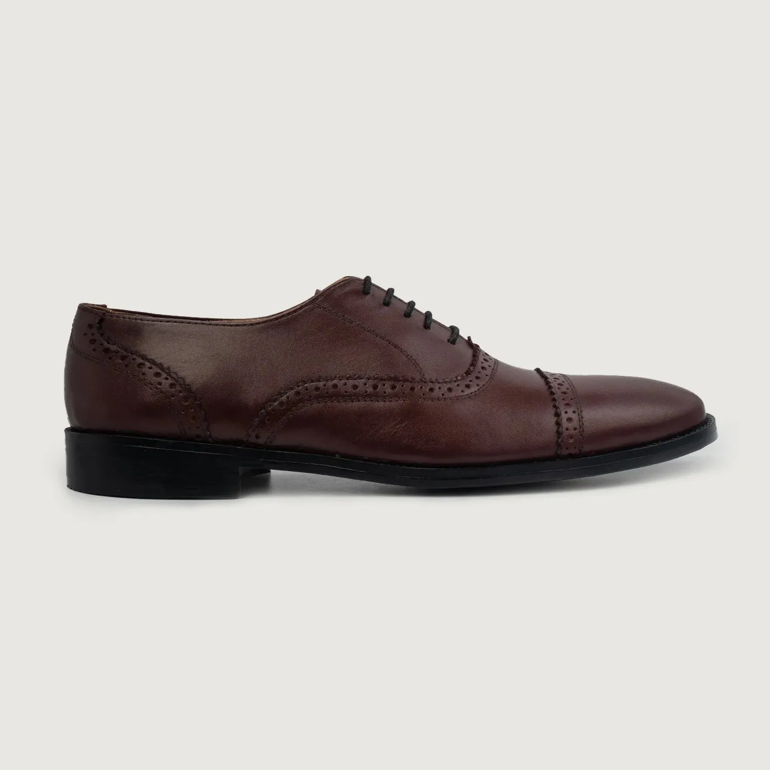 Greyson Brogues Oxford Maroon Leather Shoes