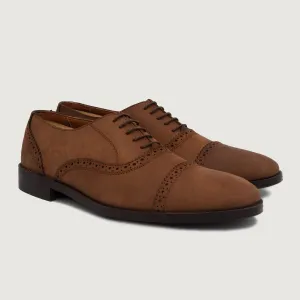 Greyson Brogues Oxford Oil Pull-up Brown Leather Shoes