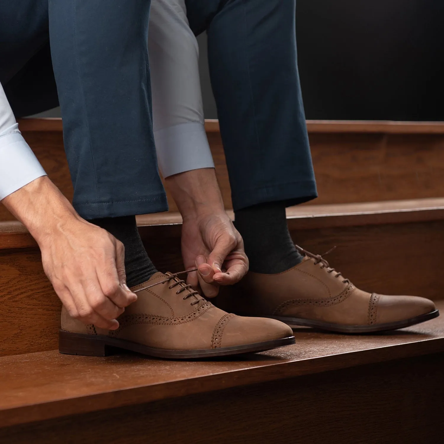 Greyson Brogues Oxford Oil Pull-up Brown Leather Shoes