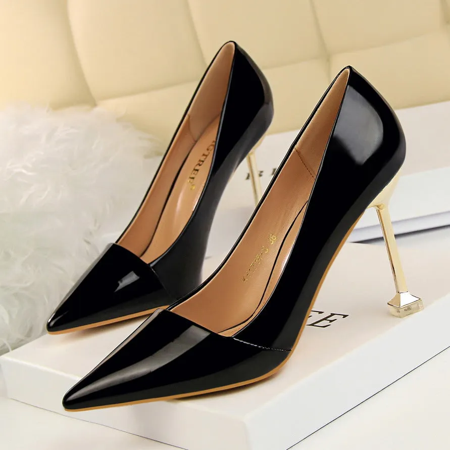 High-heeled Patent Leather Thin Shoes