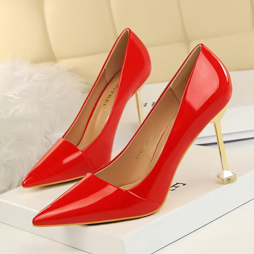 High-heeled Patent Leather Thin Shoes