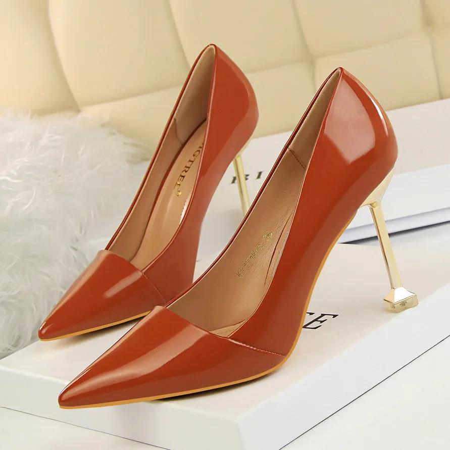 High-heeled Patent Leather Thin Shoes