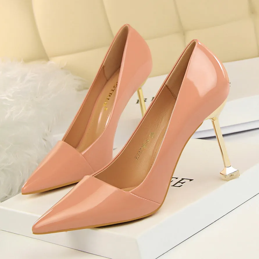 High-heeled Patent Leather Thin Shoes