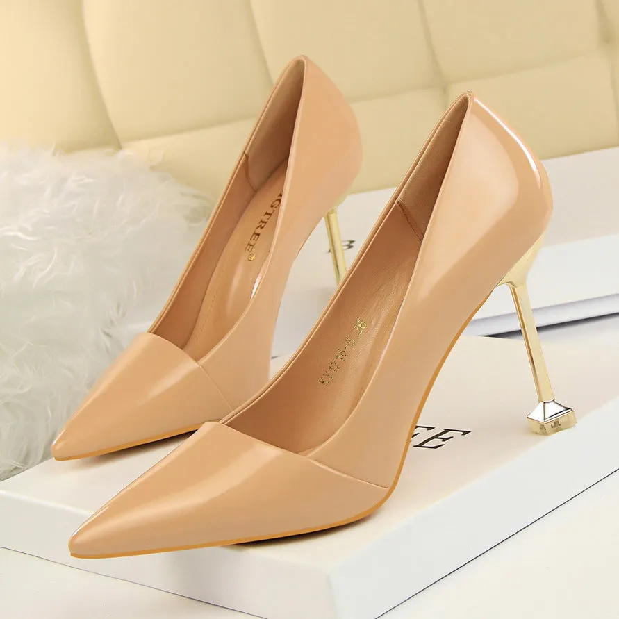 High-heeled Patent Leather Thin Shoes