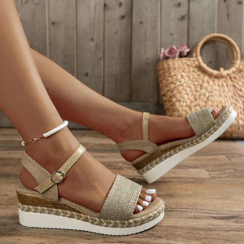 Ivyshape | Chic Canvas Wedge Sandals