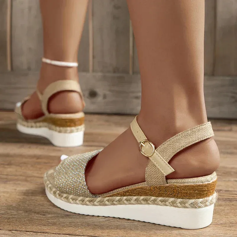 Ivyshape | Chic Canvas Wedge Sandals