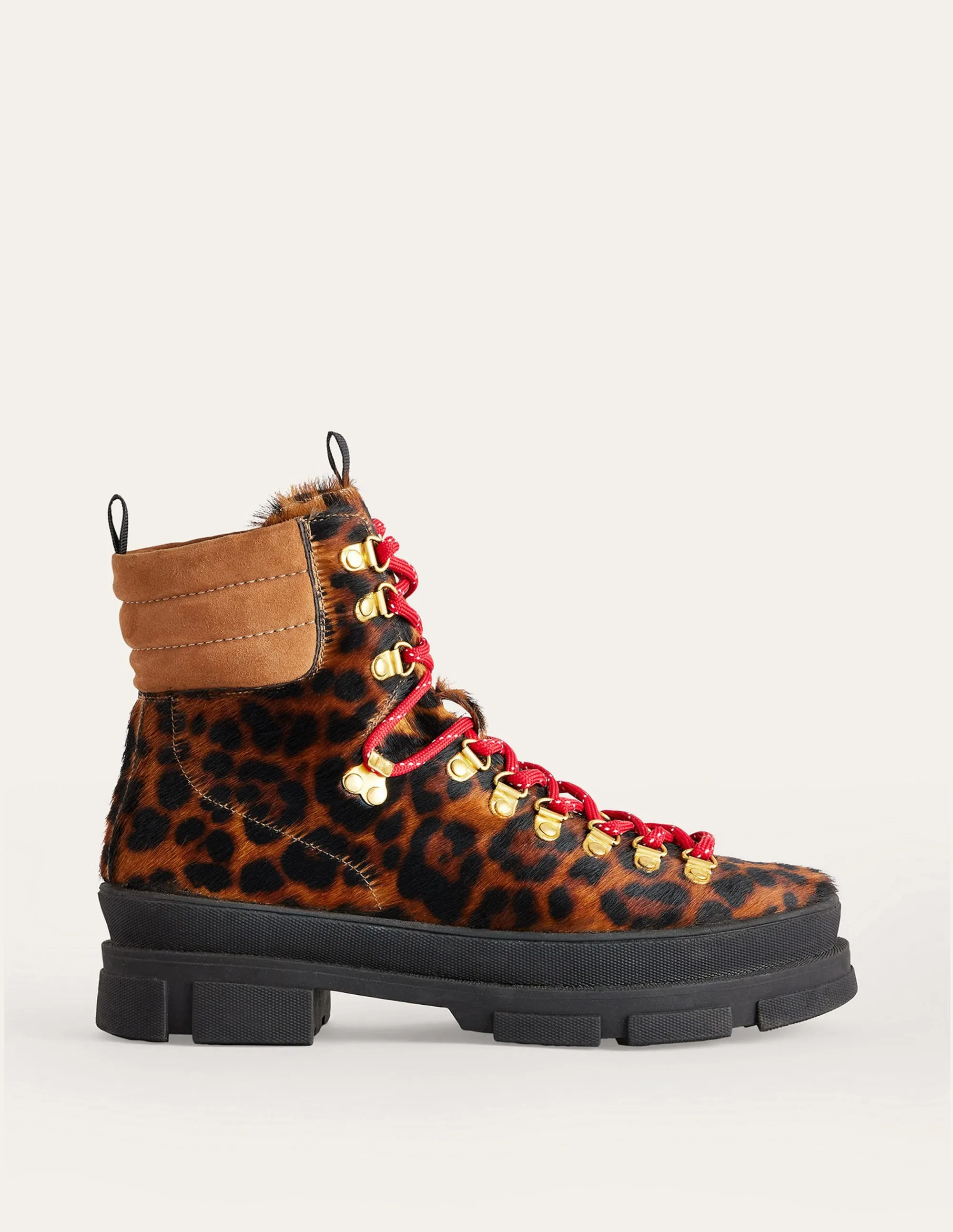 Lace-up Hiker Boots-Leopard Pony