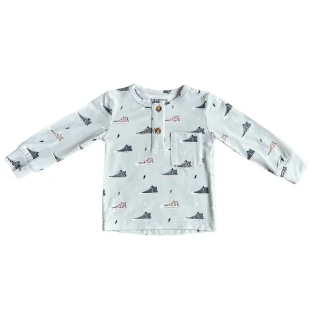 Long Sleeve Henley Baby Shirt: Sneakers